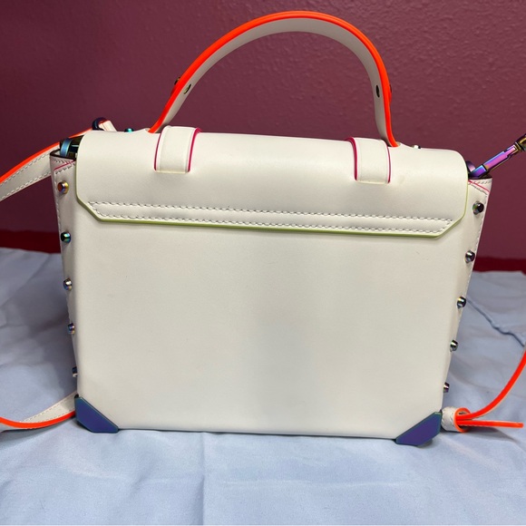Michael Kors Manhattan White Satchel with Rainbow Accents - Picture 4 of 6
